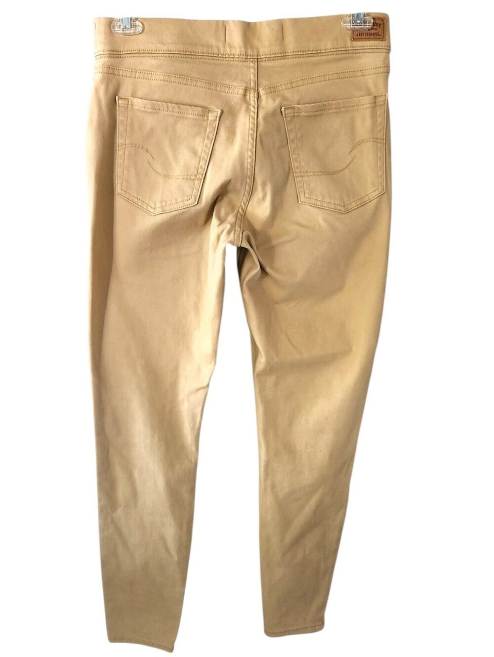 Levi Strauss Signature Pull-on Skinny Stretch Pants Cream Pockets Faux Zip Sz 12 - Picture 10 of 16
